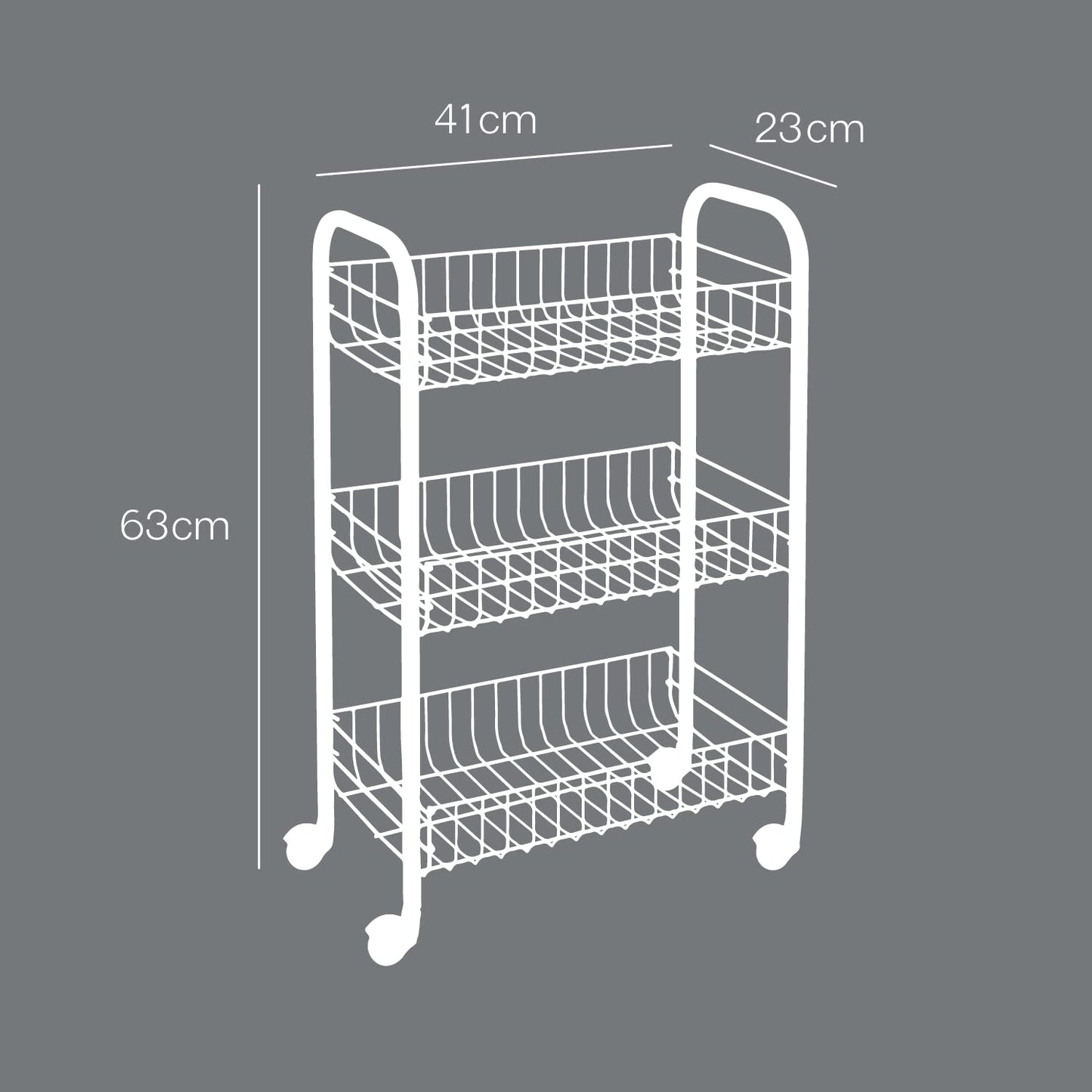 Metaltex Siena 3-Tier Multipurpose Storage Cart (White Metal) - Made in Italy