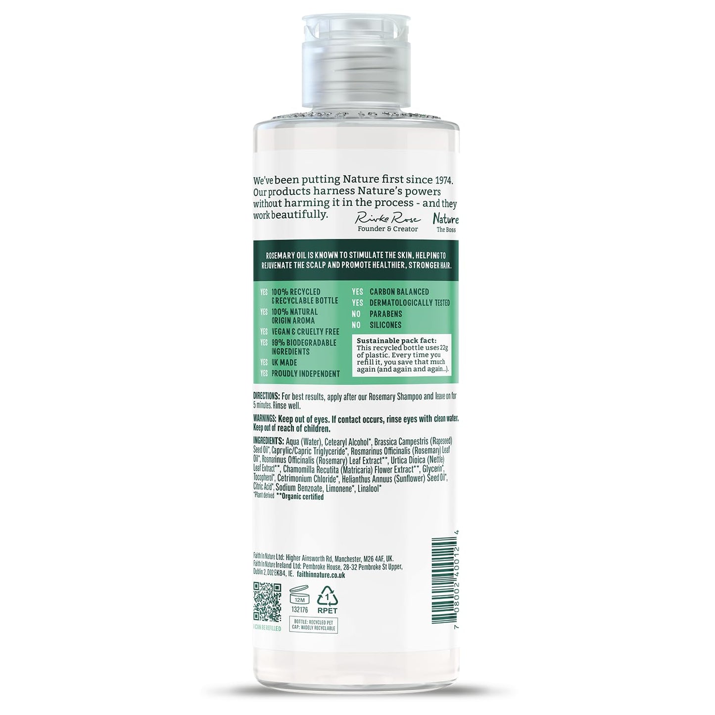 Faith In Nature Natural Rosemary Conditioner 400ml - Made in UK