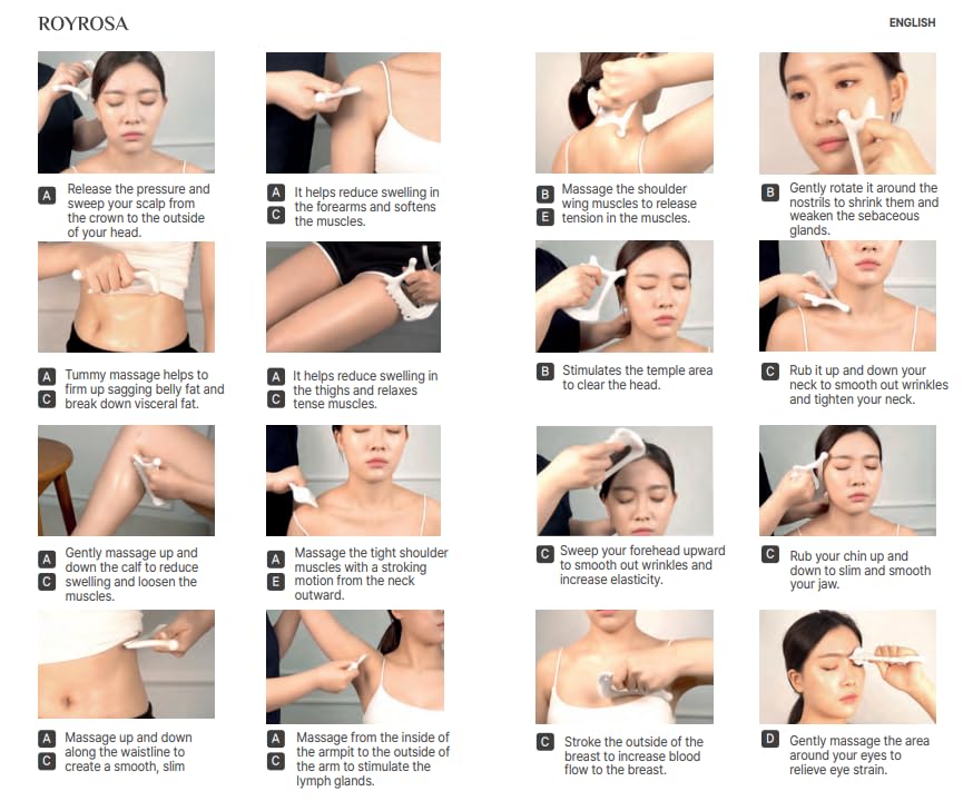 ROYROSA® 100% Ceramic Guasha, Facial and Body Acupuncture Therapy - Made in Korea