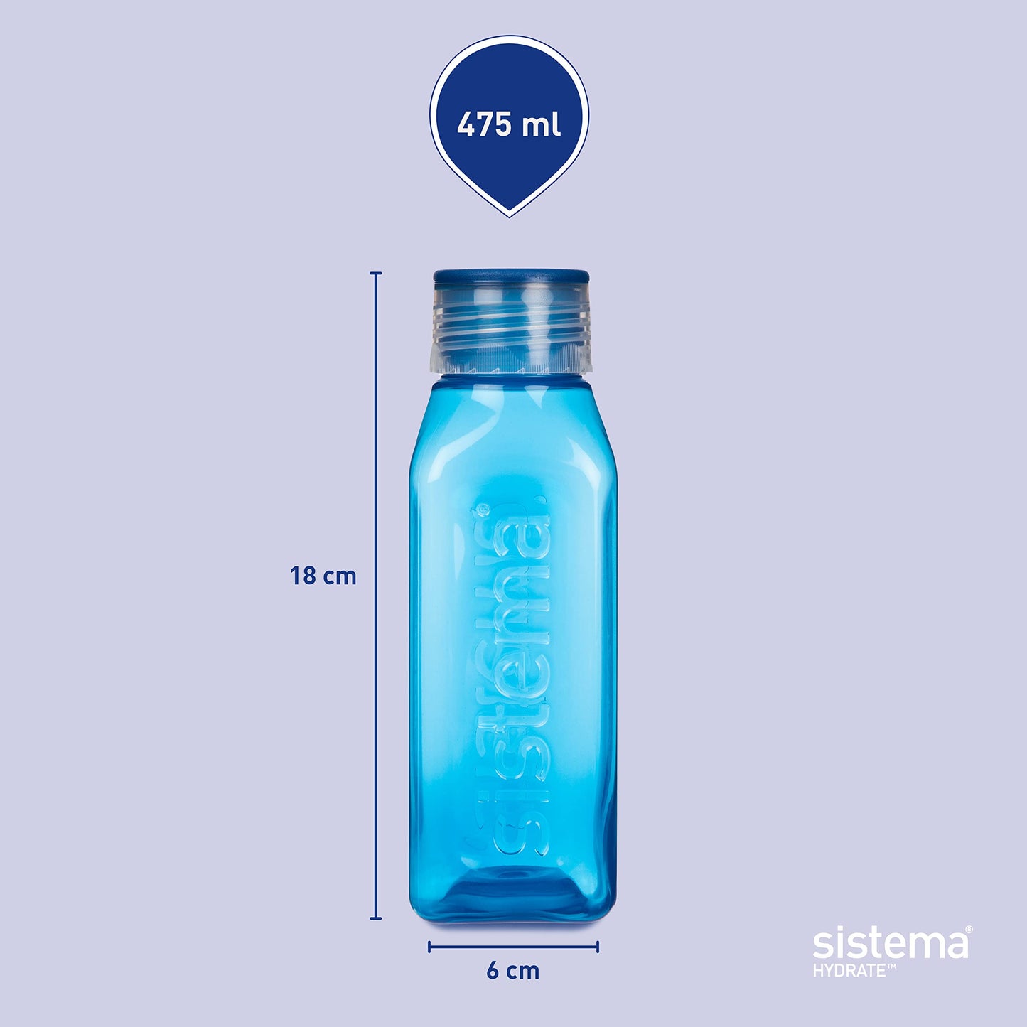 Sistema 475ml Square Water Bottle - Made in New Zealand