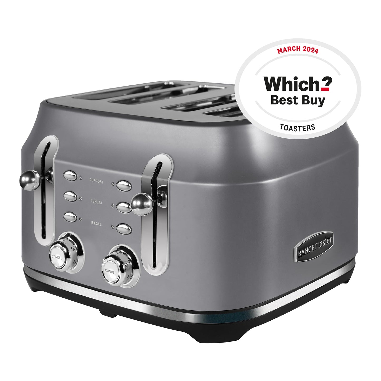 Rangemaster RMCL4S201GY Classic Grey 2.1kW 4 Slice Toaster - Made in UK