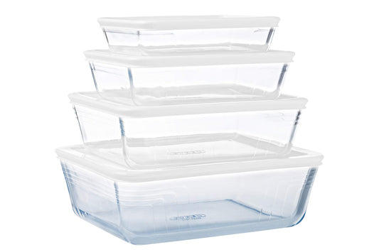 Pyrex Cook & Freeze Set of 4 Rectangular Boxes with Lid - Made in France