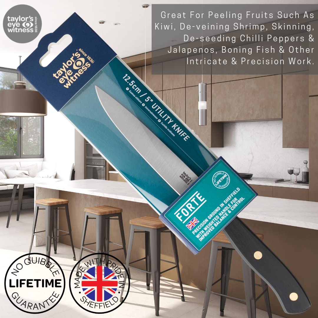 Taylors Eye Witness Forte Range 12.5cm High Carbon Stainless Steel Utility Knife - Made in England