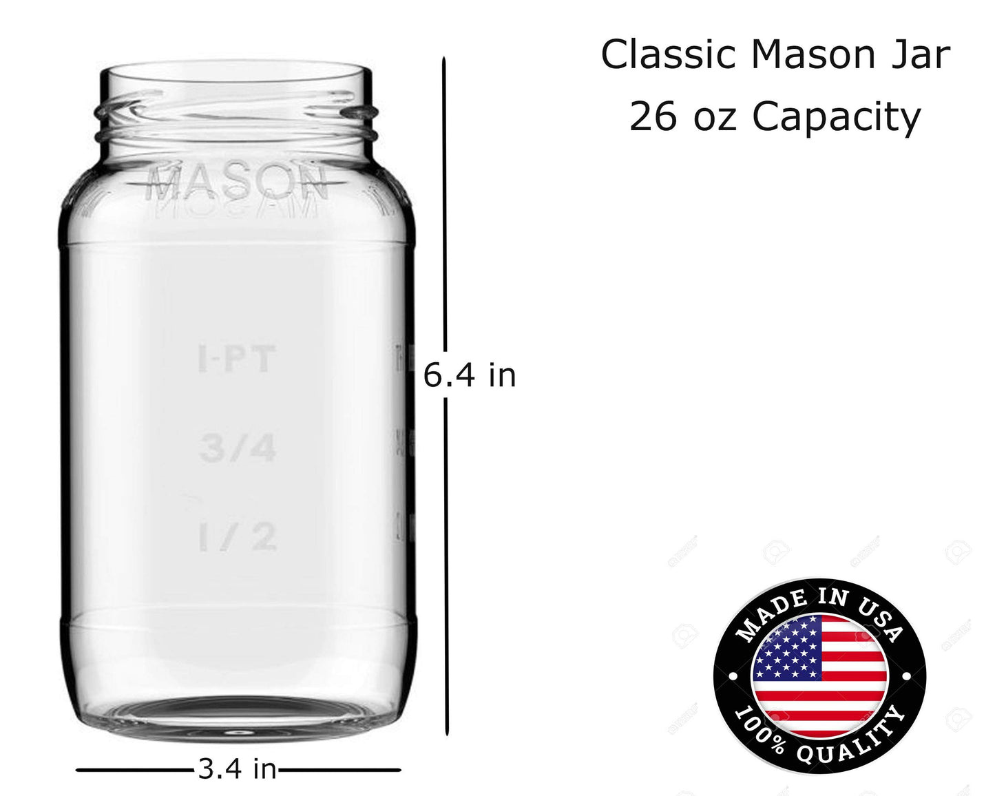 JARMING COLLECTIONS 24oz Glass Jars with Lids (Set of 2) - Made in USA