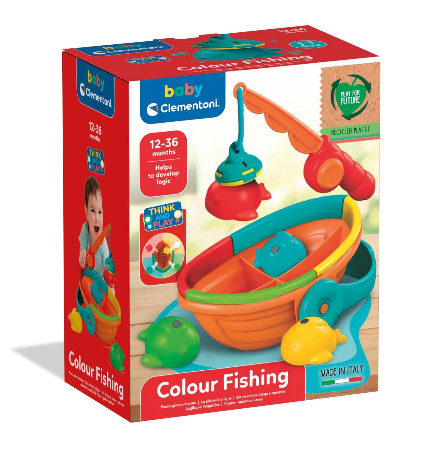 Clementoni Colour Fishing Floating Bath Toy For 1 Year Olds - Made In Italy