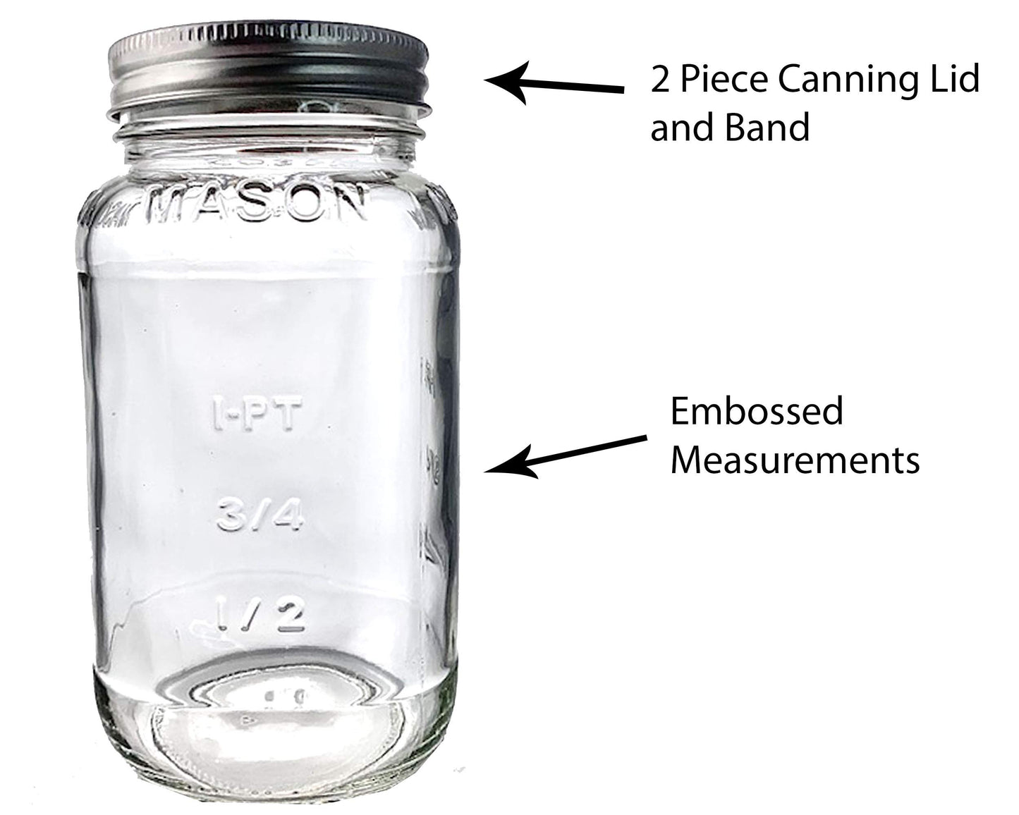 JARMING COLLECTIONS 24oz Glass Jars with Lids (Set of 2) - Made in USA