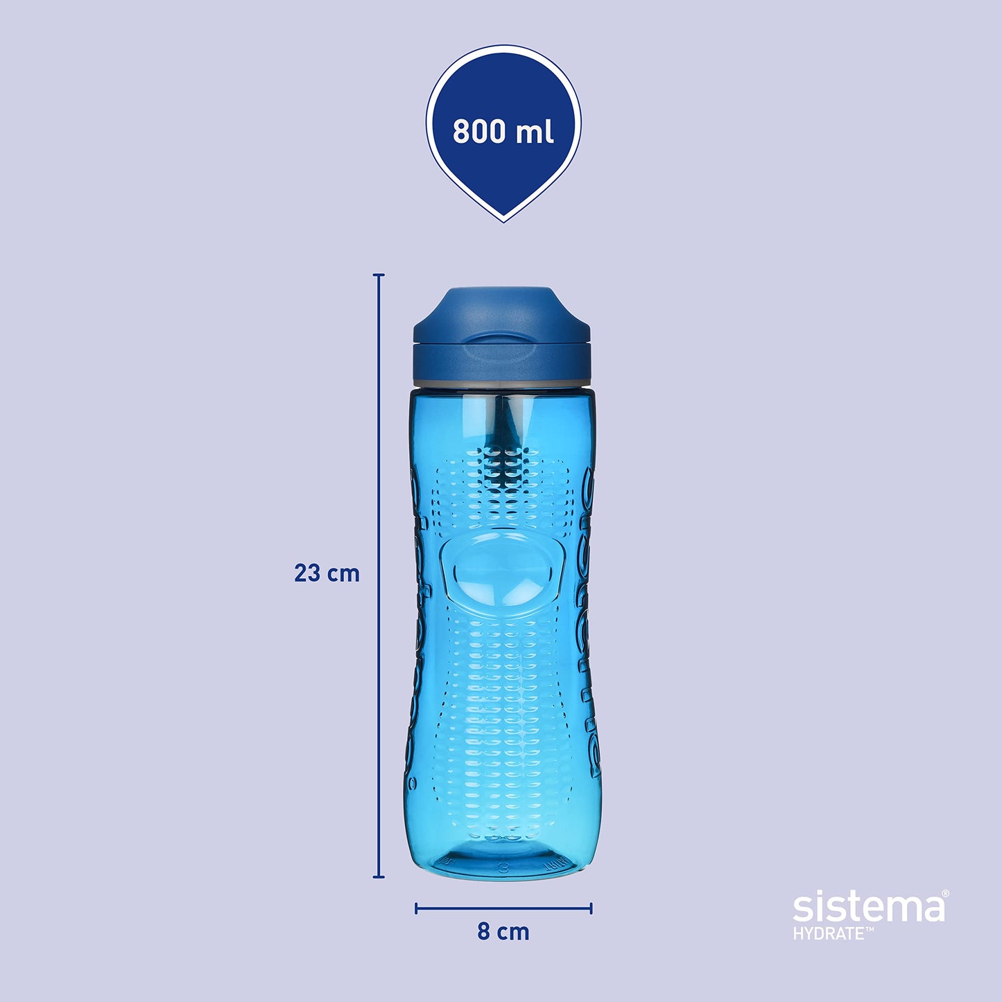 Sistema 800 ml Active Sports Kids Water Bottles Ocean Blue & Minty Teal (2 Count) - Made in New Zealand