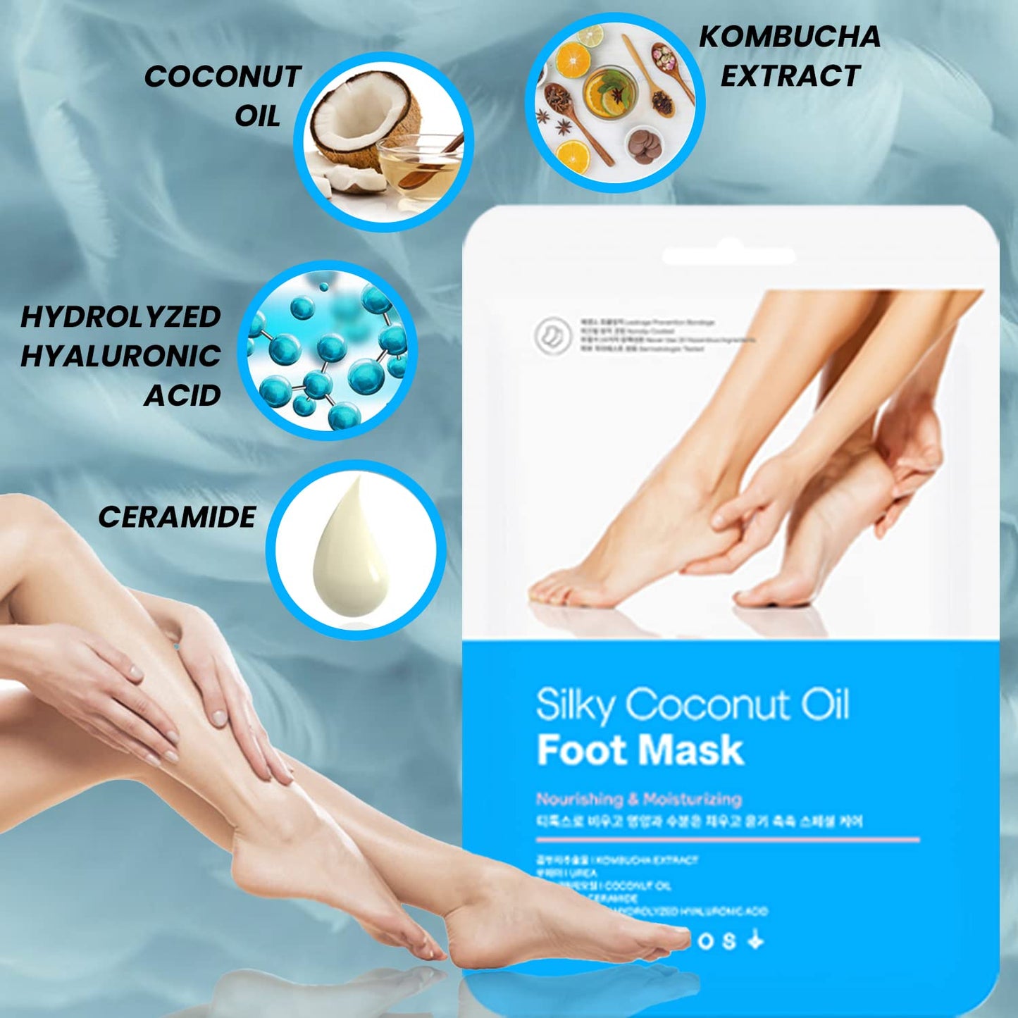 KN FLAX Foot Moisturizing Mask - Removes Dead Skin for Softer And Smoother Feet - Made in Korea