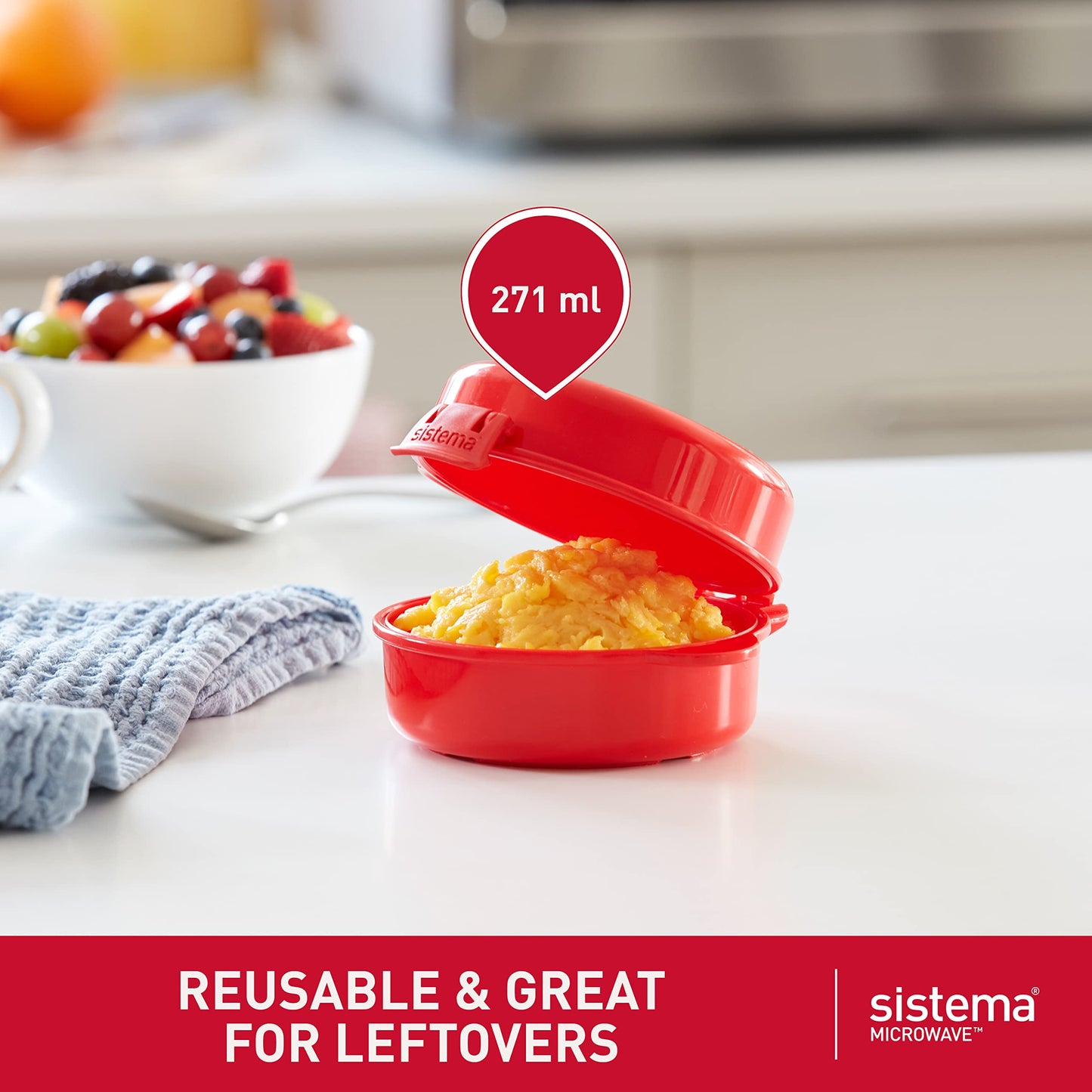 Sistema 270 ml Easy Eggs Microwave Egg Cooker with Steam Release Vent - Made in New Zealand