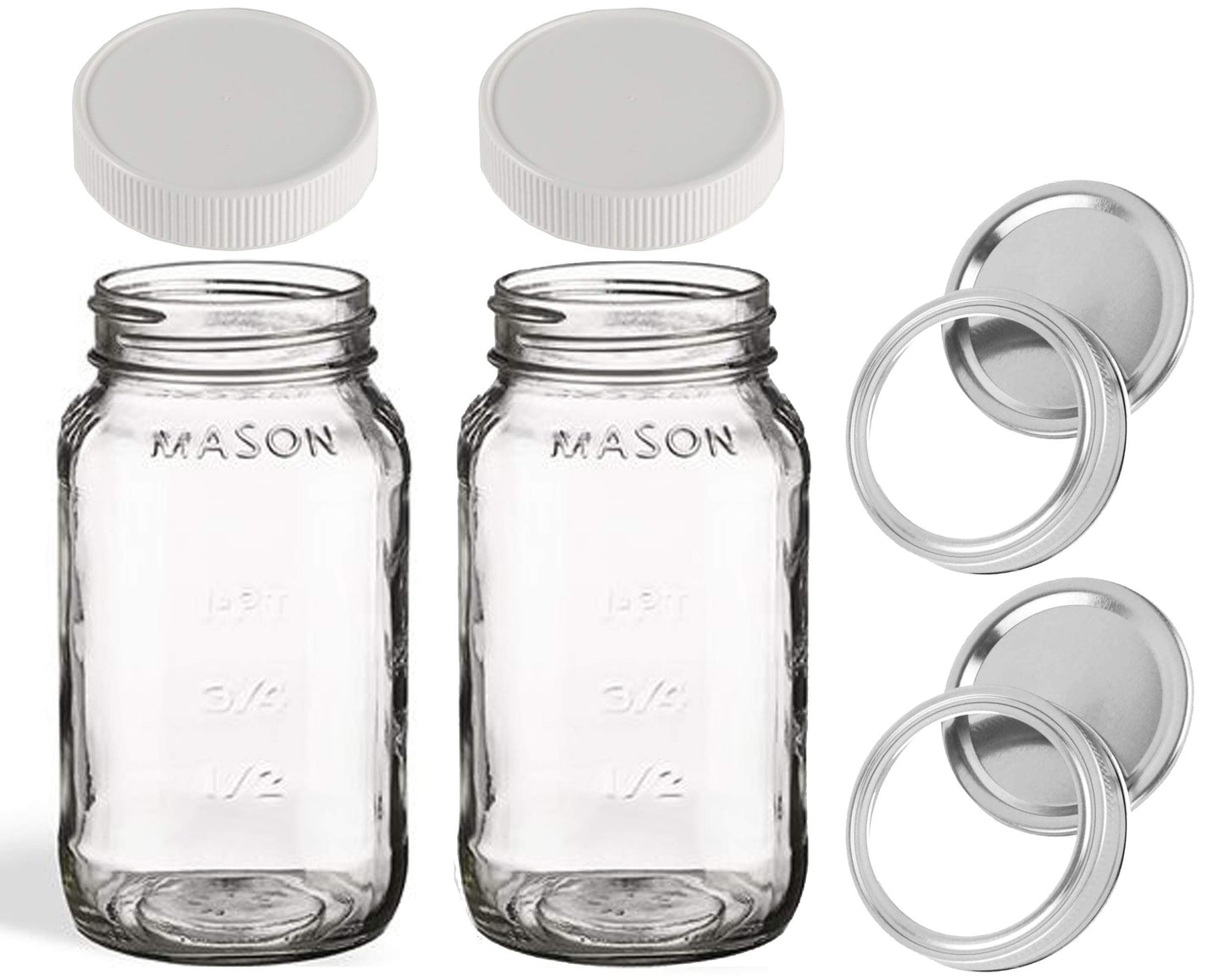 JARMING COLLECTIONS 24oz Glass Jars with Lids (Set of 2) - Made in USA