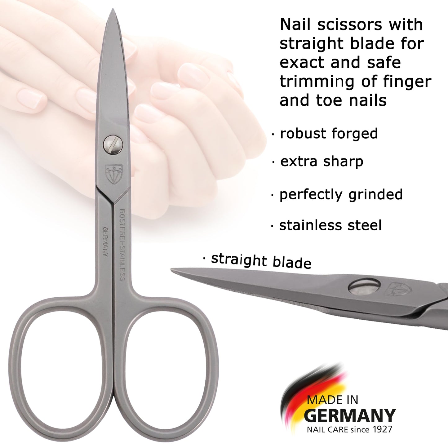 3 Swords Germany Stainless Steel Straight Nail Scissors - Made in Germany