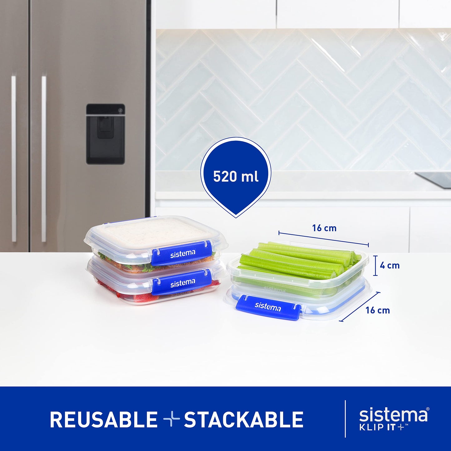 Sistema KLIP IT PLUS 520 ml Food Storage Containers (3 Piece) - Made in New Zealand