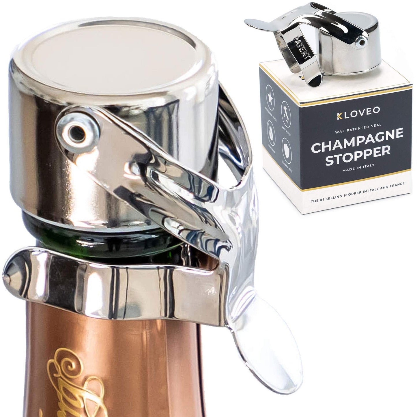 Kloveo Professional Grade Champagne Stoppers - Patented Seal - Made in Italy