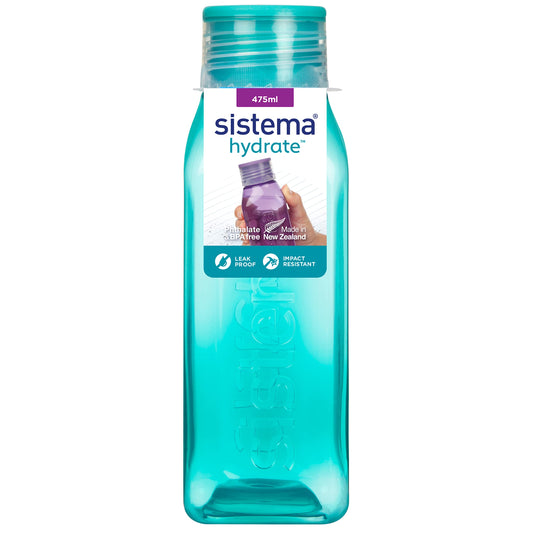 Sistema 475ml Square Water Bottle - Made in New Zealand