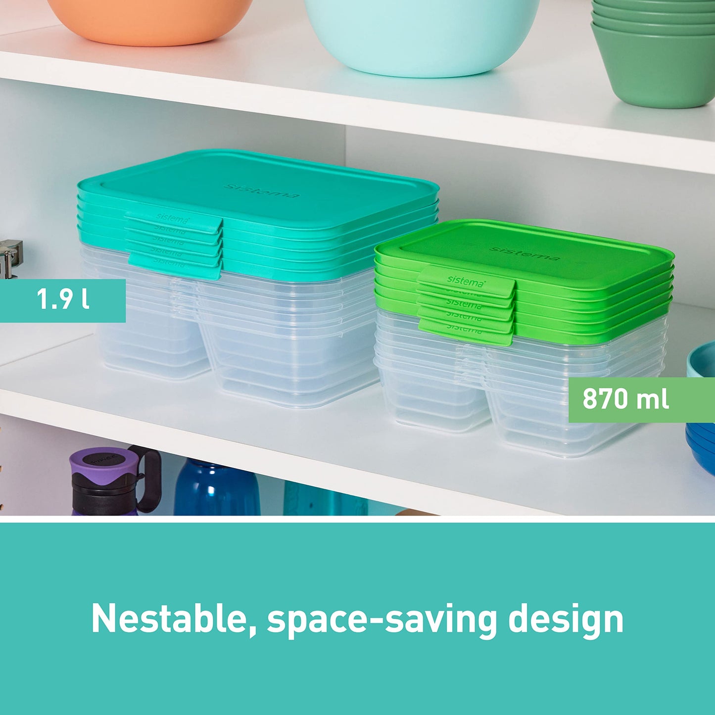 Sistema NEST IT 1.9L Meal Prep Containers (5 Count) - Made in New Zealand