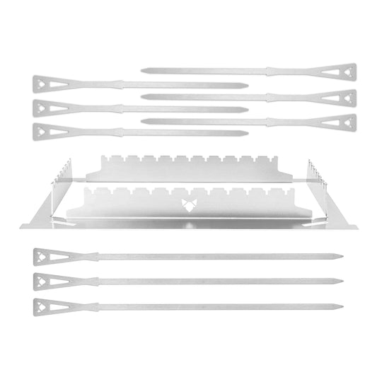 FENNEK 2.0 Barbecue Stainless Steel Skewers and Holder Set of 10 - Made in Germany