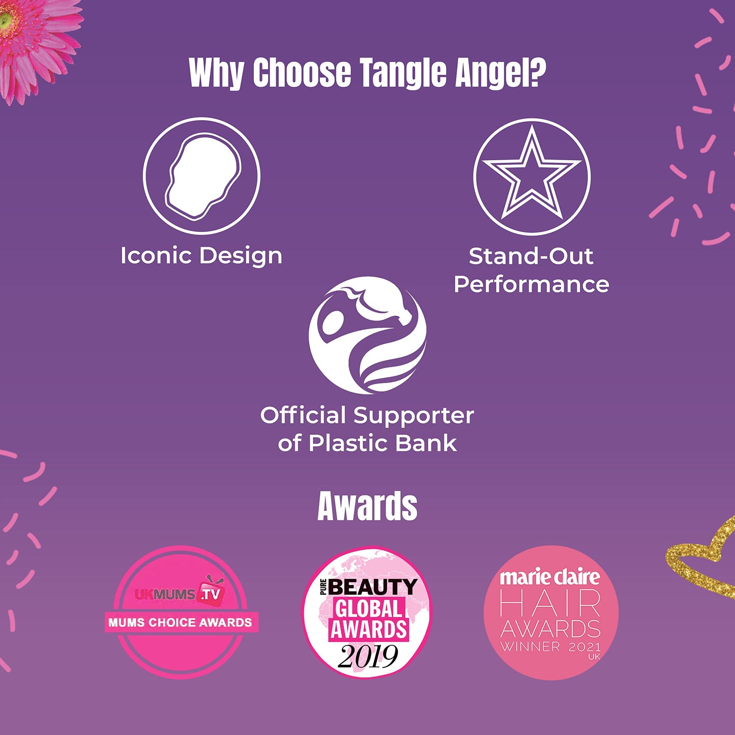 Tangle Angel Anti Static Hair Brush Detangler for Fine, Thick, & Curly Hair (Pink Chrome) - Made in UK