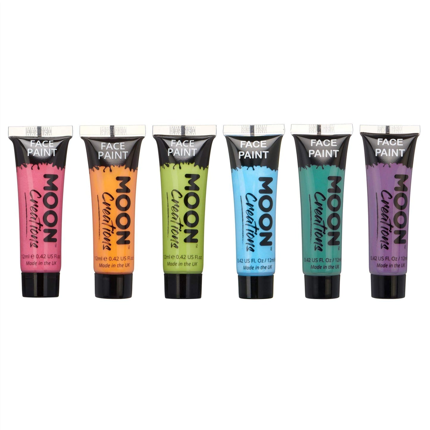 Moon Creations Face & Body Paint Tubes | Brights Set | 12ml - Made in UK