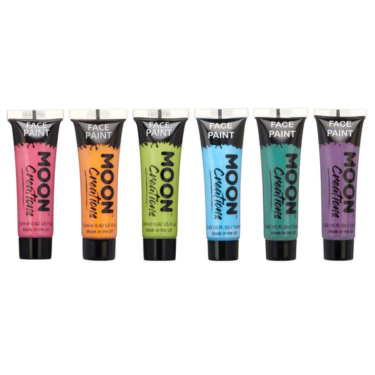 Moon Creations Face & Body Paint Tubes | Brights Set | 12ml - Made in UK