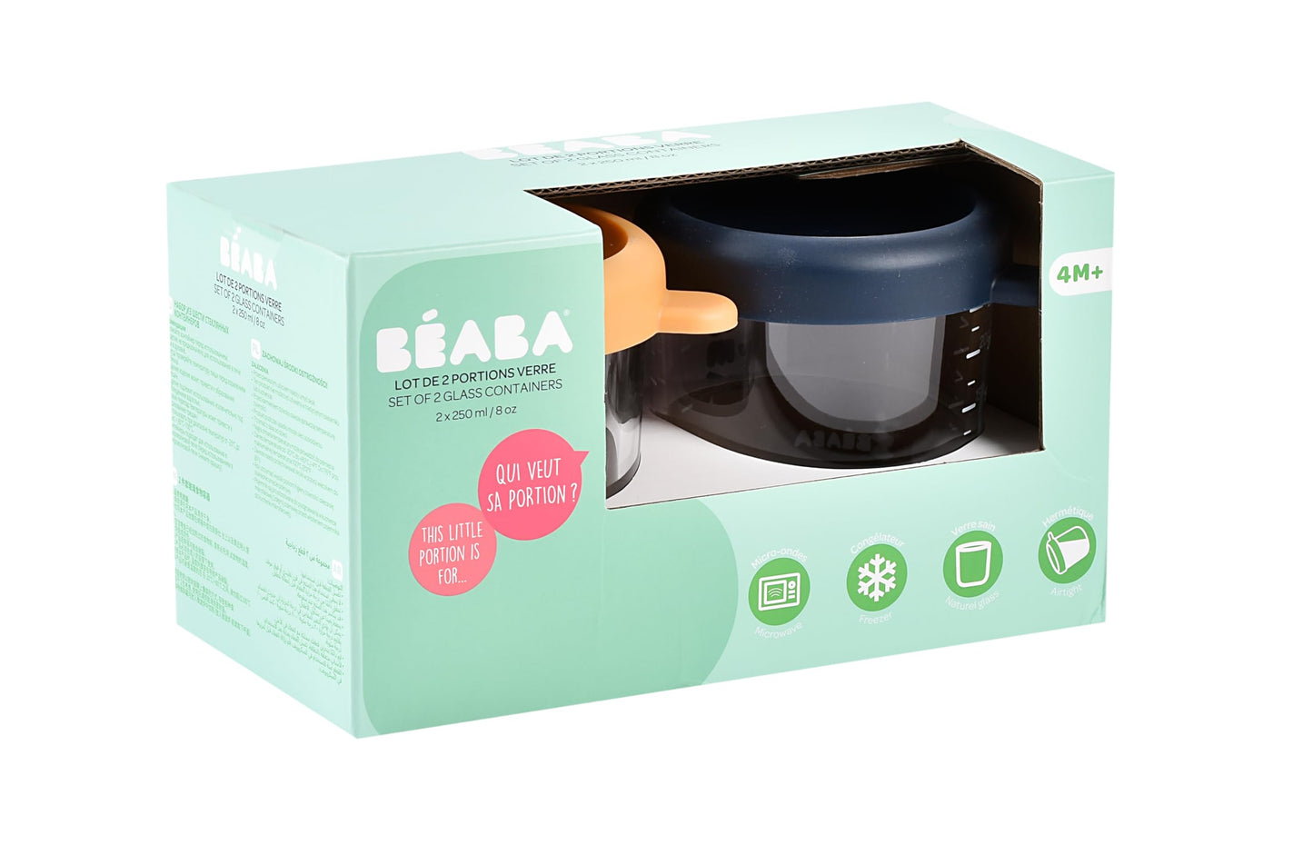 BEABA Set of 2 Baby Food Glass Containers - Made in France