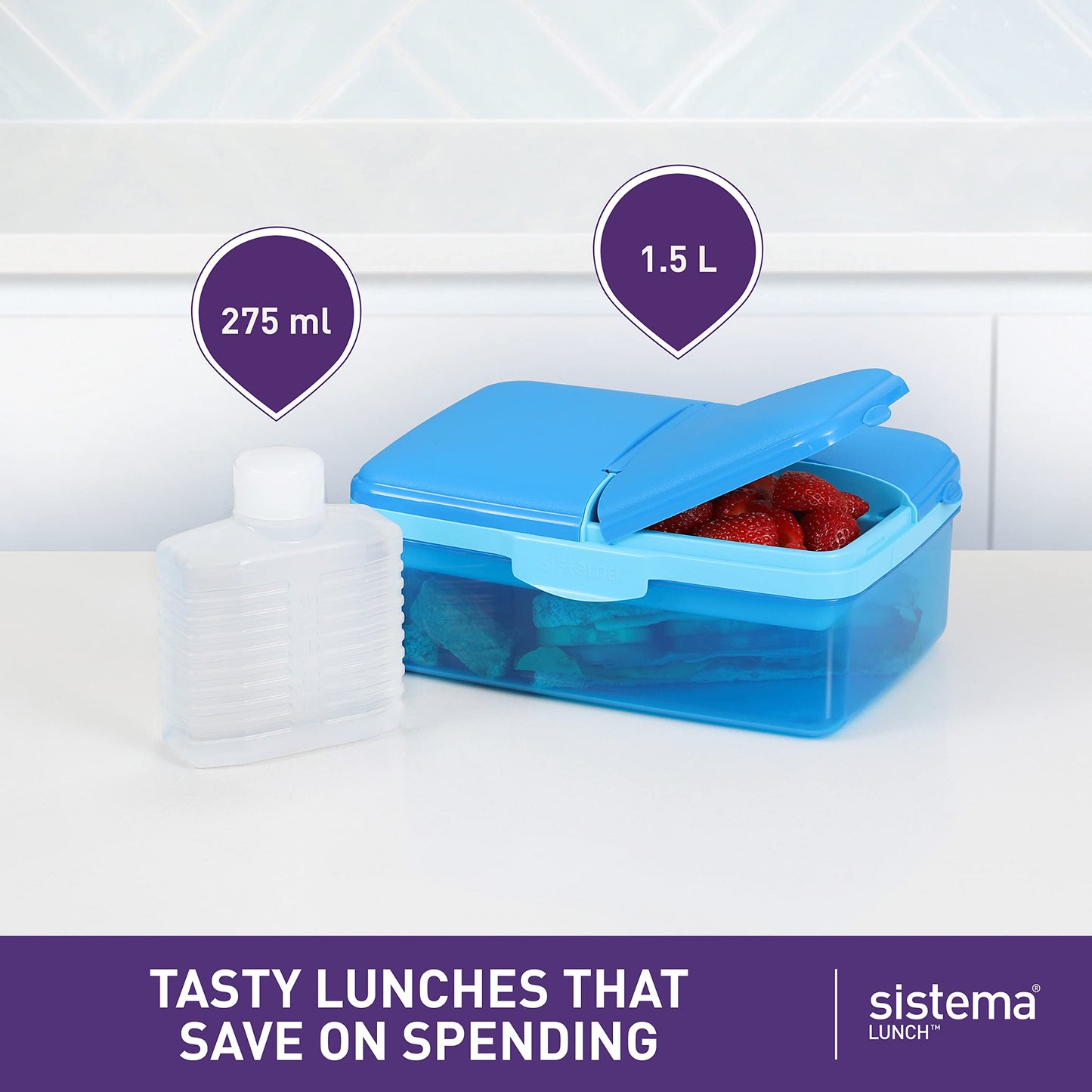 Sistema 1.5 L School Lunch Box with Compartments & Kids Water Bottle - Made in New Zealand