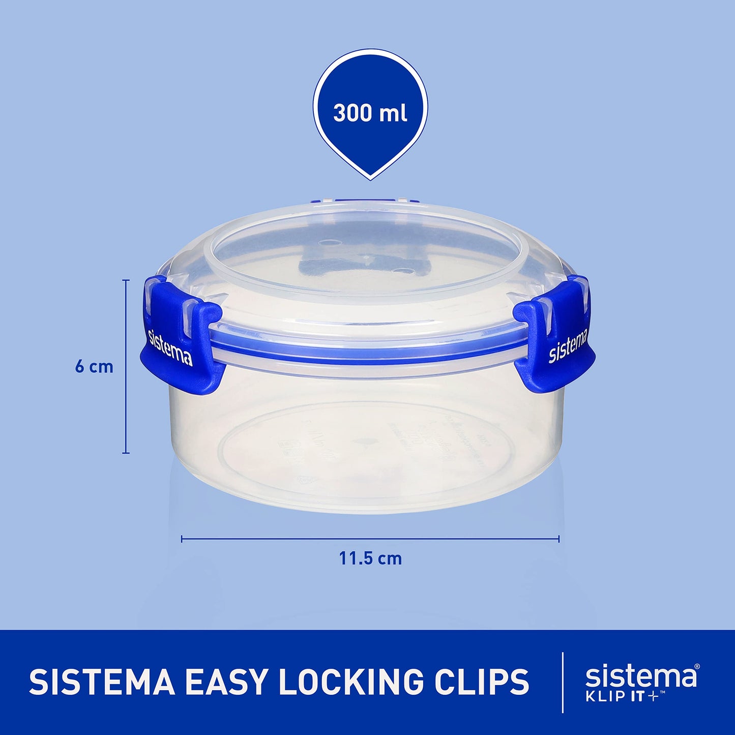 Sistema KLIP IT PLUS 300 ml Round Food Storage Containers (4 Count) - Made in New Zealand