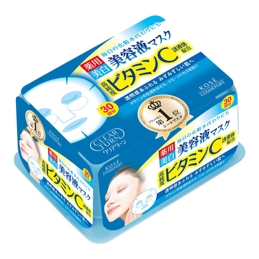 Kose Clear Turn Essence Facial Mask White - 30 masks (japan import) [Badartikel]