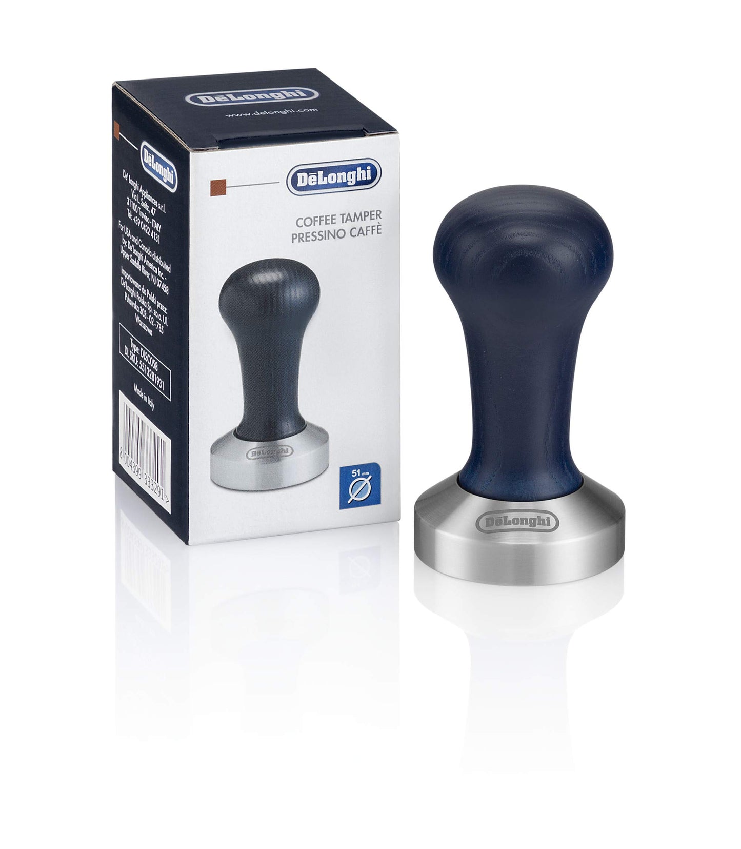 De'Longhi DLSC058 Coffee Tamper, Stainless Steel - Made in Italy