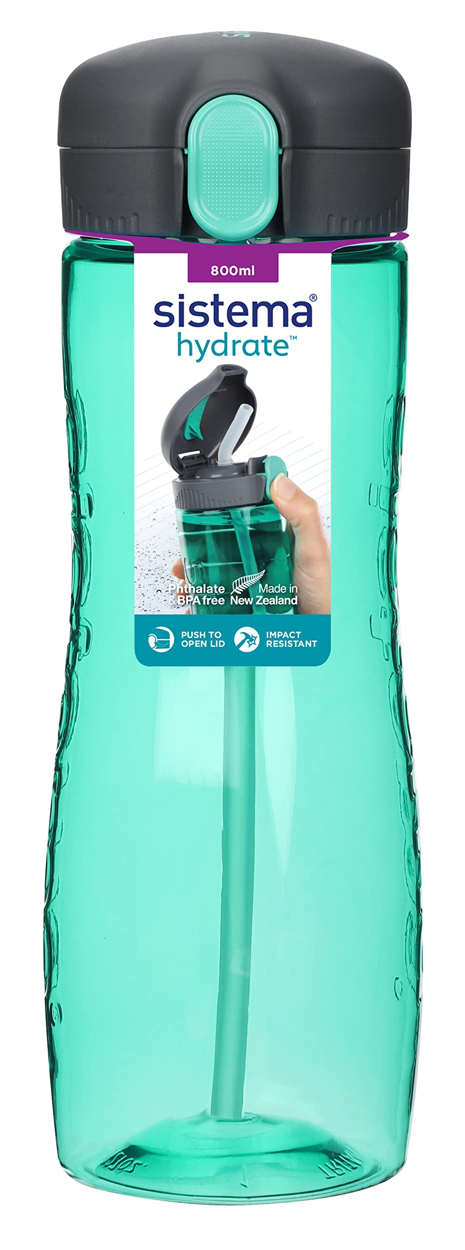 Sistema 800 ml Hydrate Quick Flip Water Bottle - Made in New Zealand