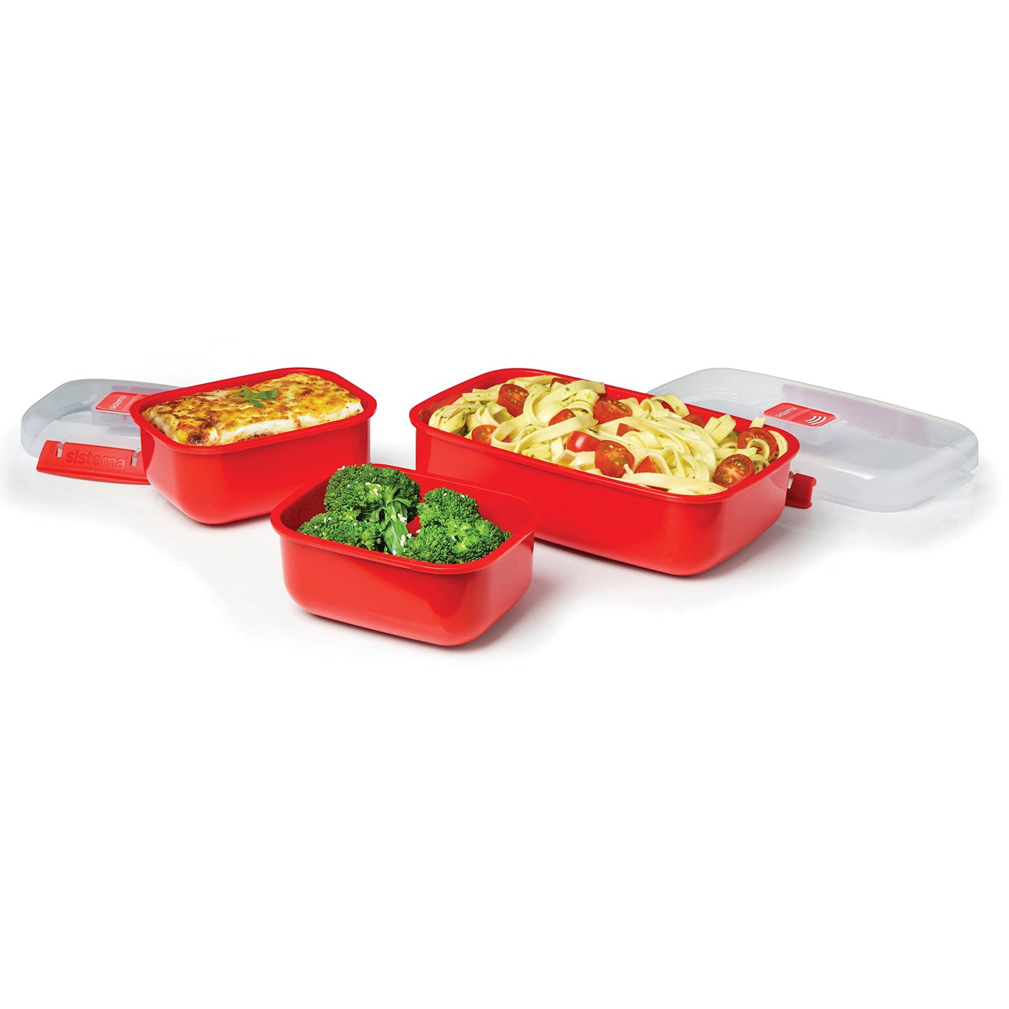 Sistema Heat and Eat Microwave Container Set | 1.25 L, 525 ml (3 Count) - Made in New Zealand