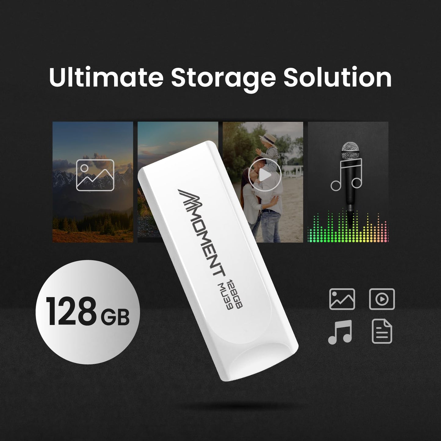 MMOMENT MU39 128GB USB 3.1 Gen1 Flash Drive, Read Speed up to 100MB/s - Made in Taiwan