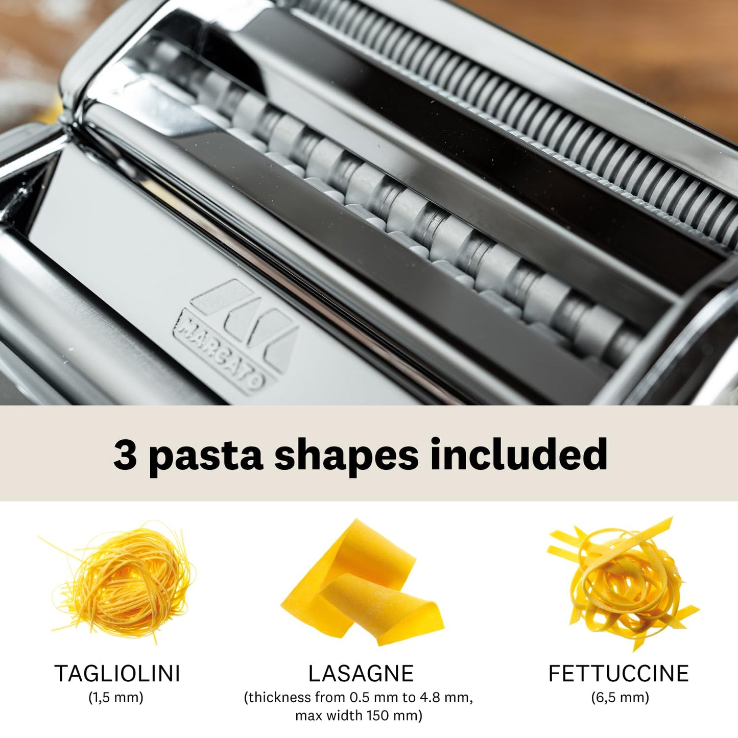 Marcato Manual Pasta Machine with Interchangeable Accessory 40 x 30 x 20 cm - Made in Italy