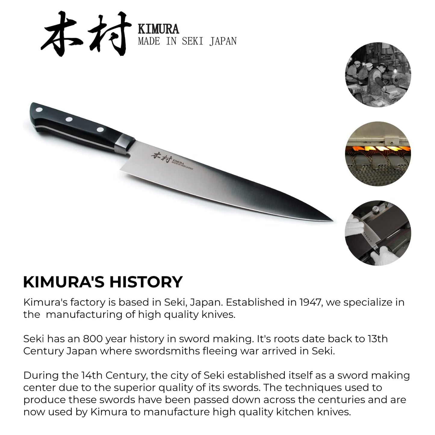 Kimura 8 inch Ultra Sharp Professional Chef Knife - Made in Japan