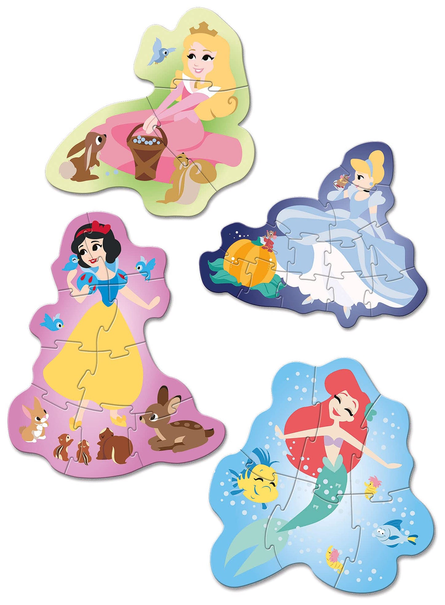 Clementoni My First Puzzle Disney Princess 3+6+9+12 Pieces, 100% Recycled Materials - Made In Italy