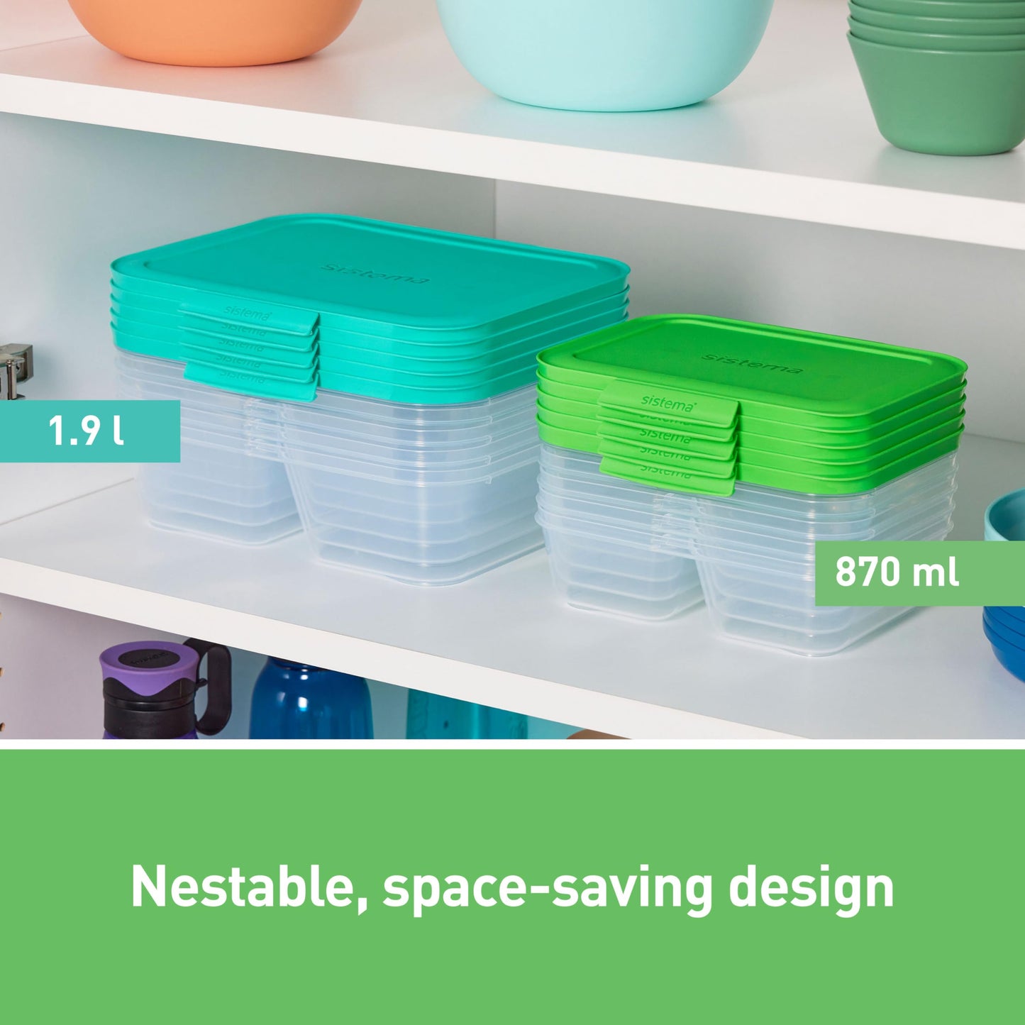 Sistema NEST IT 870 ml Meal Prep Containers (5 Count) - Made in New Zealand