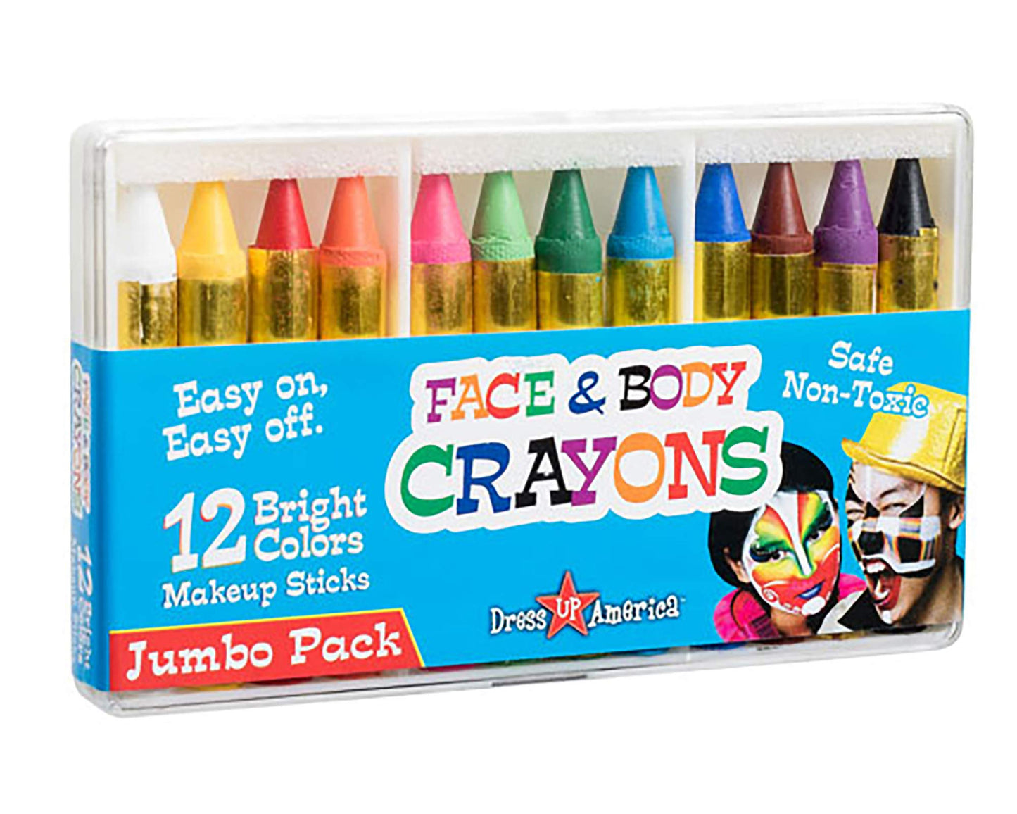 Dress Up America Face Paint Crayons with Artbook & Easy To Follow Facepainting Designs - Made in Taiwan