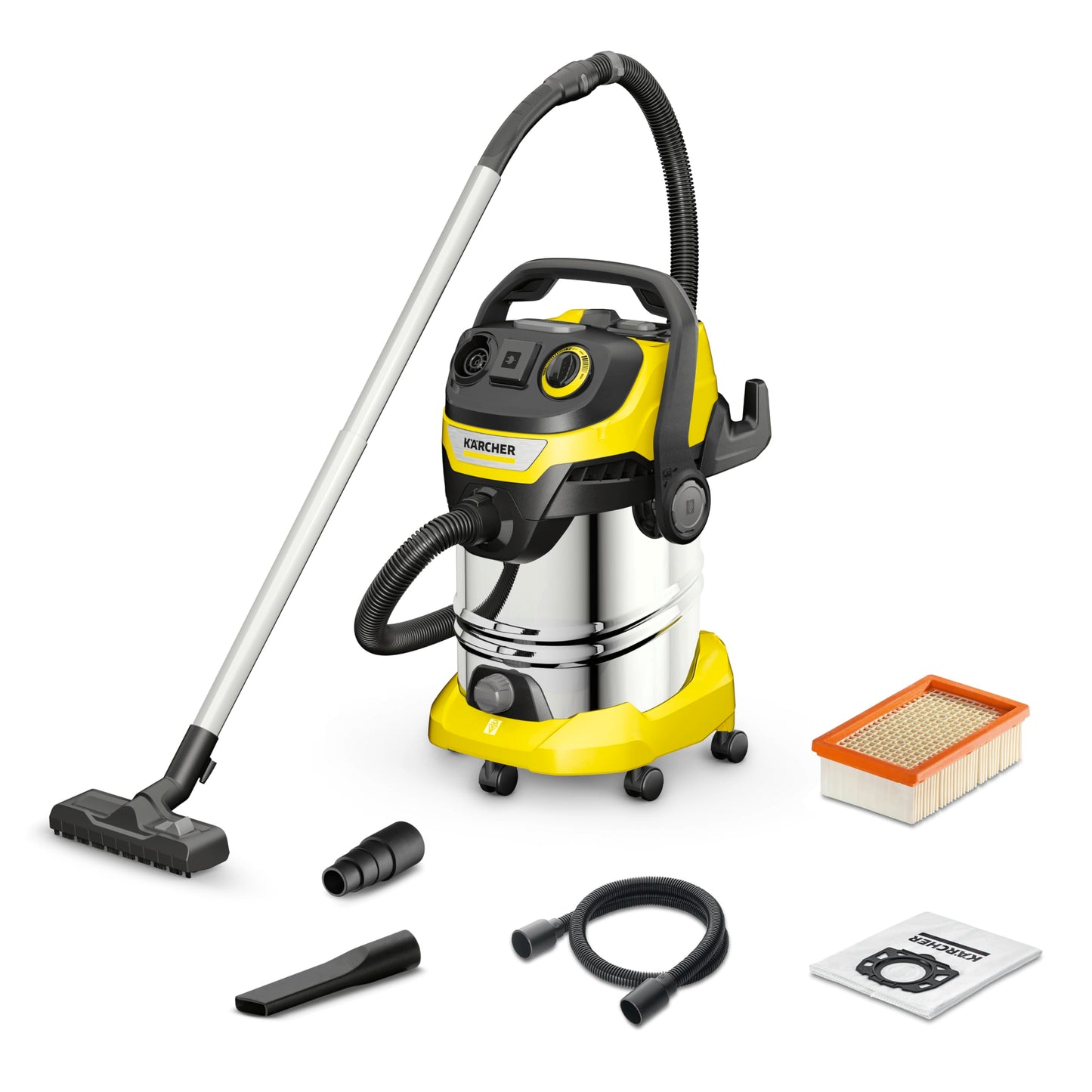 Kärcher 1.628-378.0, WD 6 P Premium Wet & Dry Vacuum Cleaner, Yellow, 1300 W, 30 liters - Made in Europe