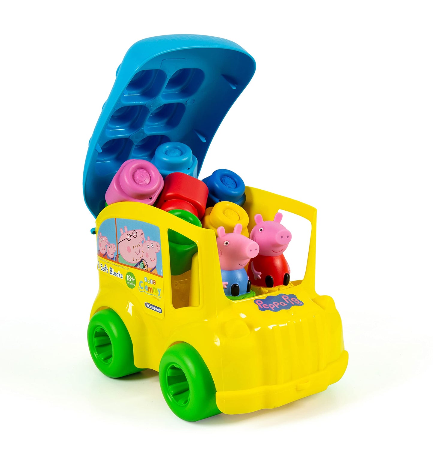 Clementoni Peppa Pig Bus with Soft Blocks for Toddlers for Babies 18+ Months - Made in Italy