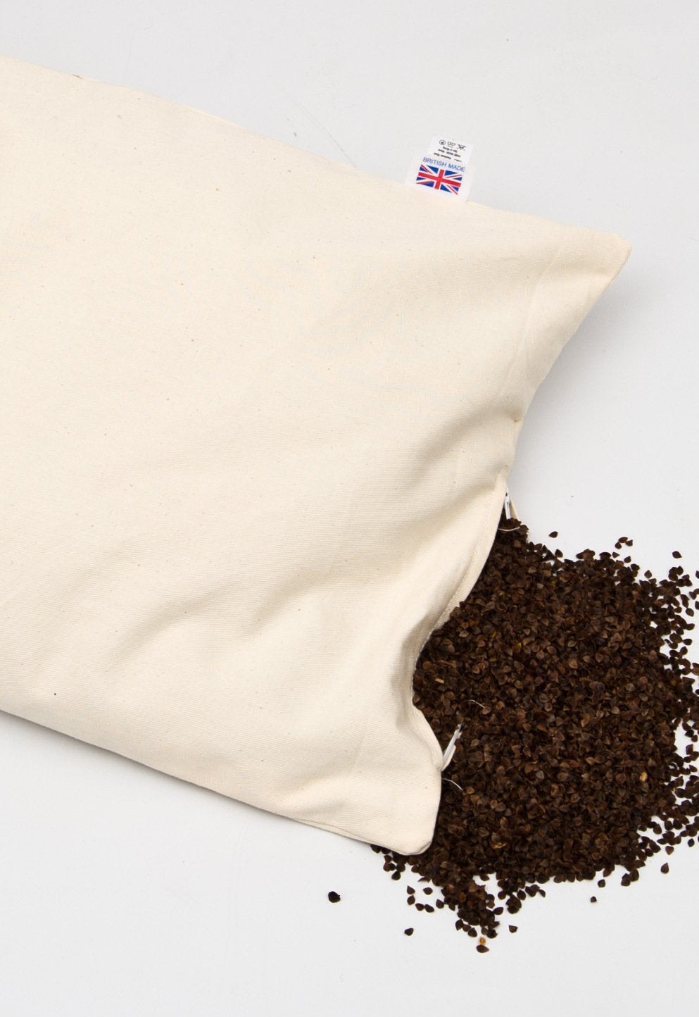 PERFECT PILLOW Organic Buckwheat Pillow 100% Vegan (40 x 30cm) - Made in UK