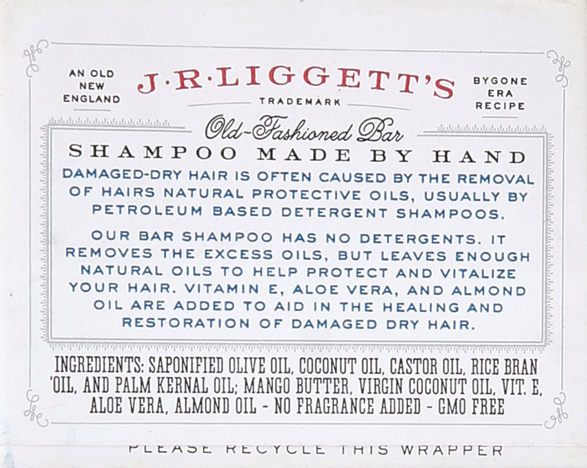 J.R. Liggett Bar Shampoo Moisturizing Hair Formula - Made in U.S.A.