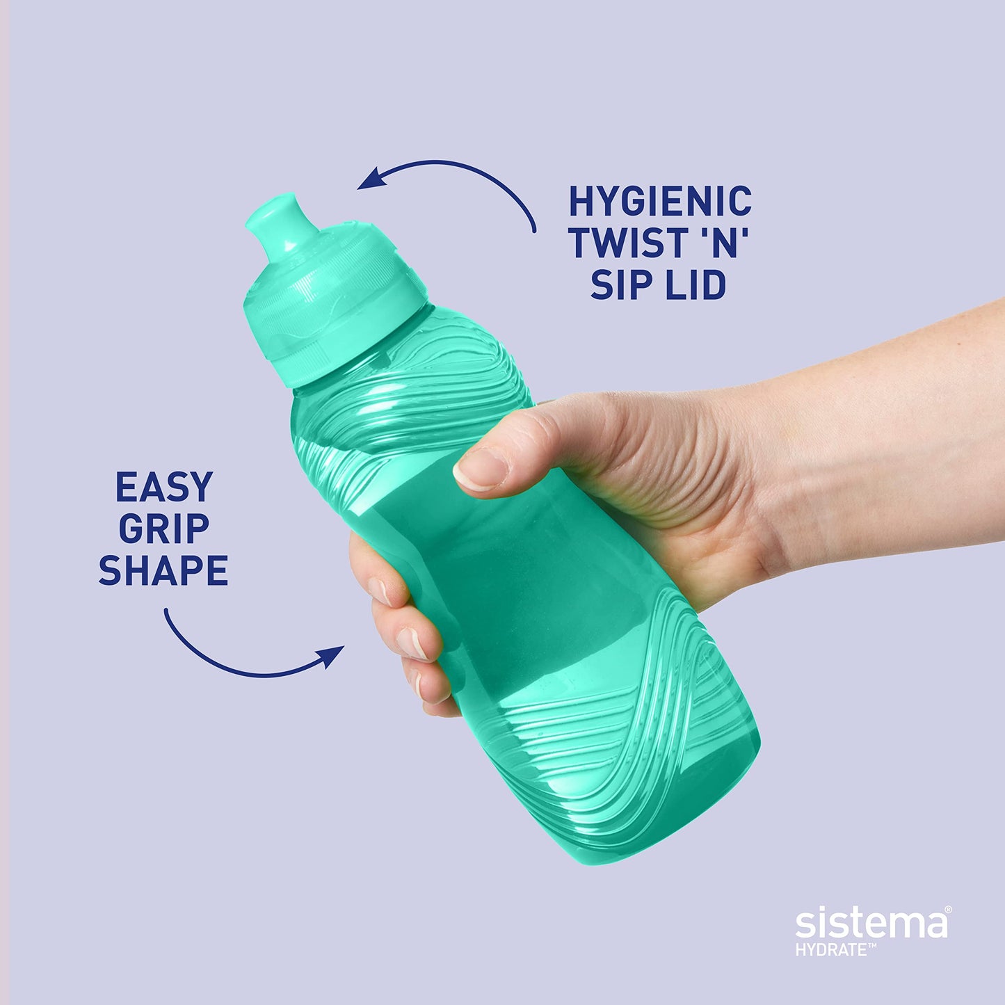 Sistema 600 ml Twist 'n' Sip Squeeze Sports Water Bottle - Made in New Zealand