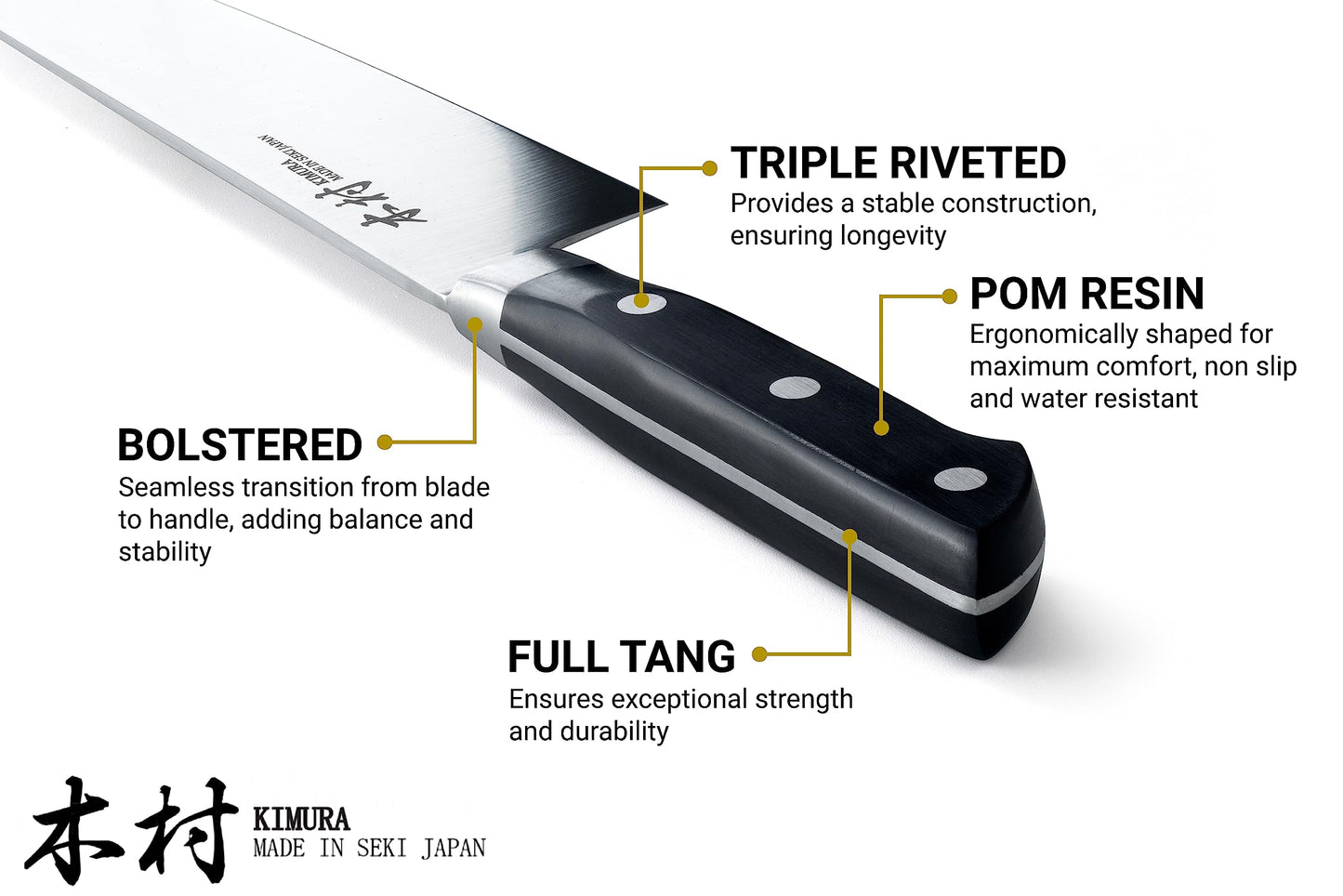 Kimura 8 inch Ultra Sharp Professional Chef Knife - Made in Japan