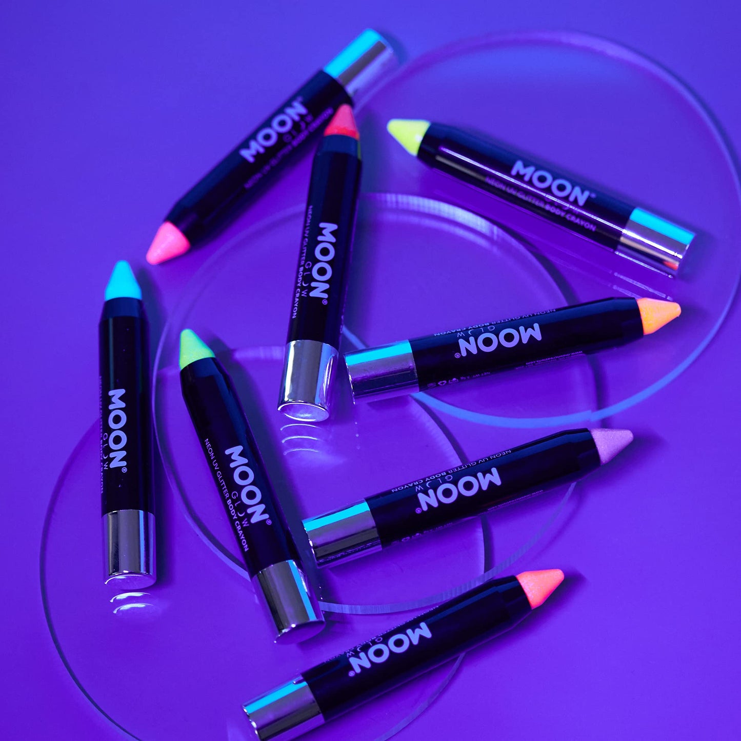 Moon Glow Neon UV Glitter Face Paint Stick / Body Crayon - Made in UK