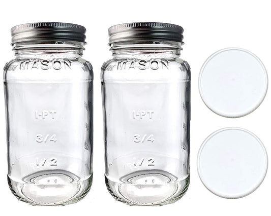 JARMING COLLECTIONS 24oz Glass Jars with Lids (Set of 2) - Made in USA