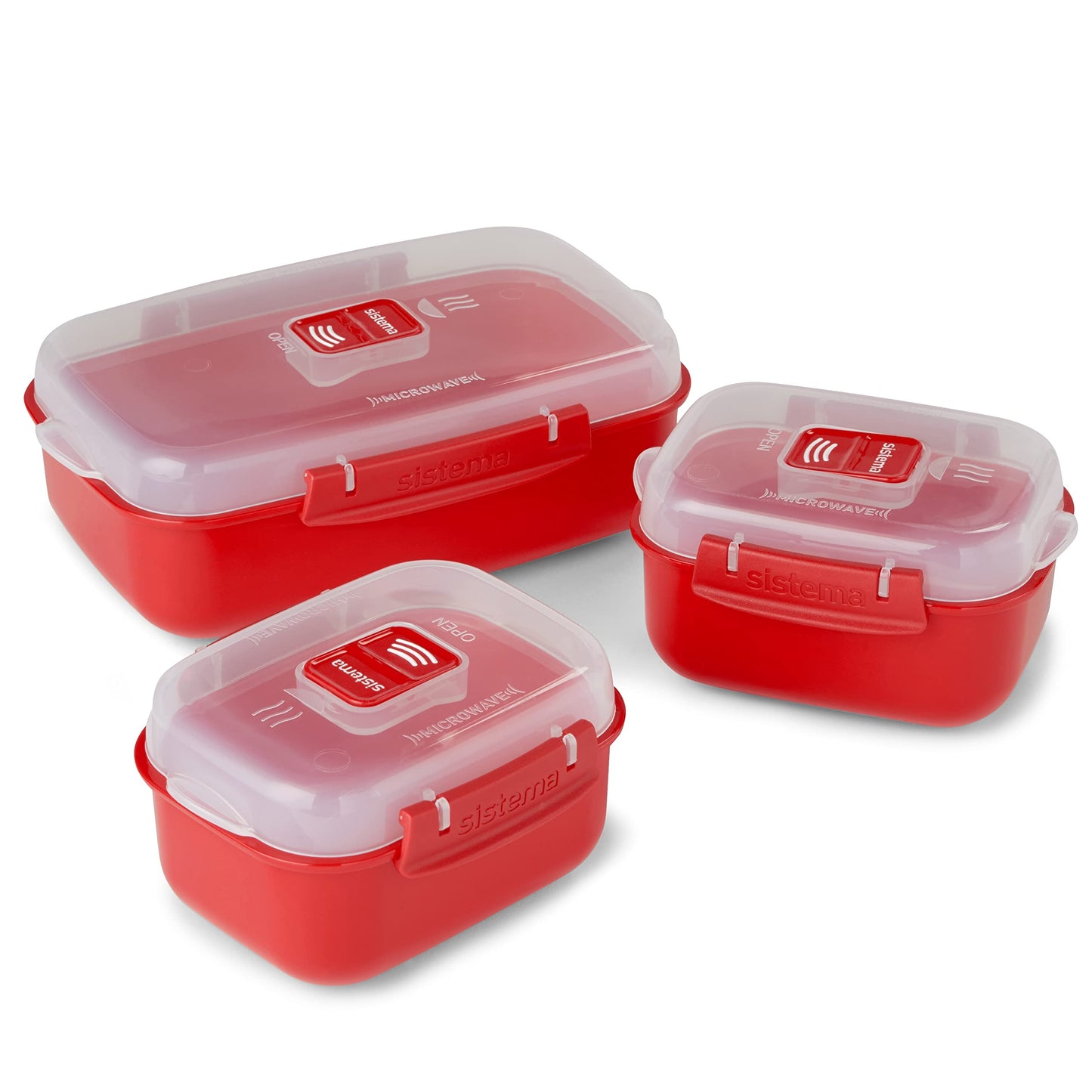 Sistema Heat and Eat Microwave Container Set | 1.25 L, 525 ml (3 Count) - Made in New Zealand