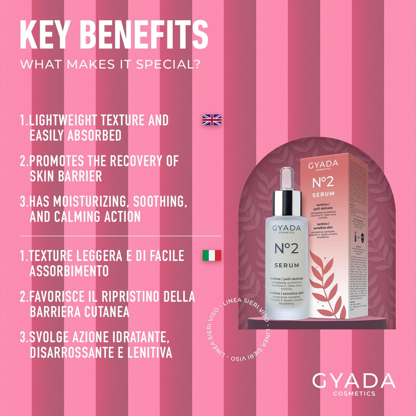 GYADA COSMETICS Facial Serum No.2 Soothing for Sensitive Skin 30ml - Made in Italy