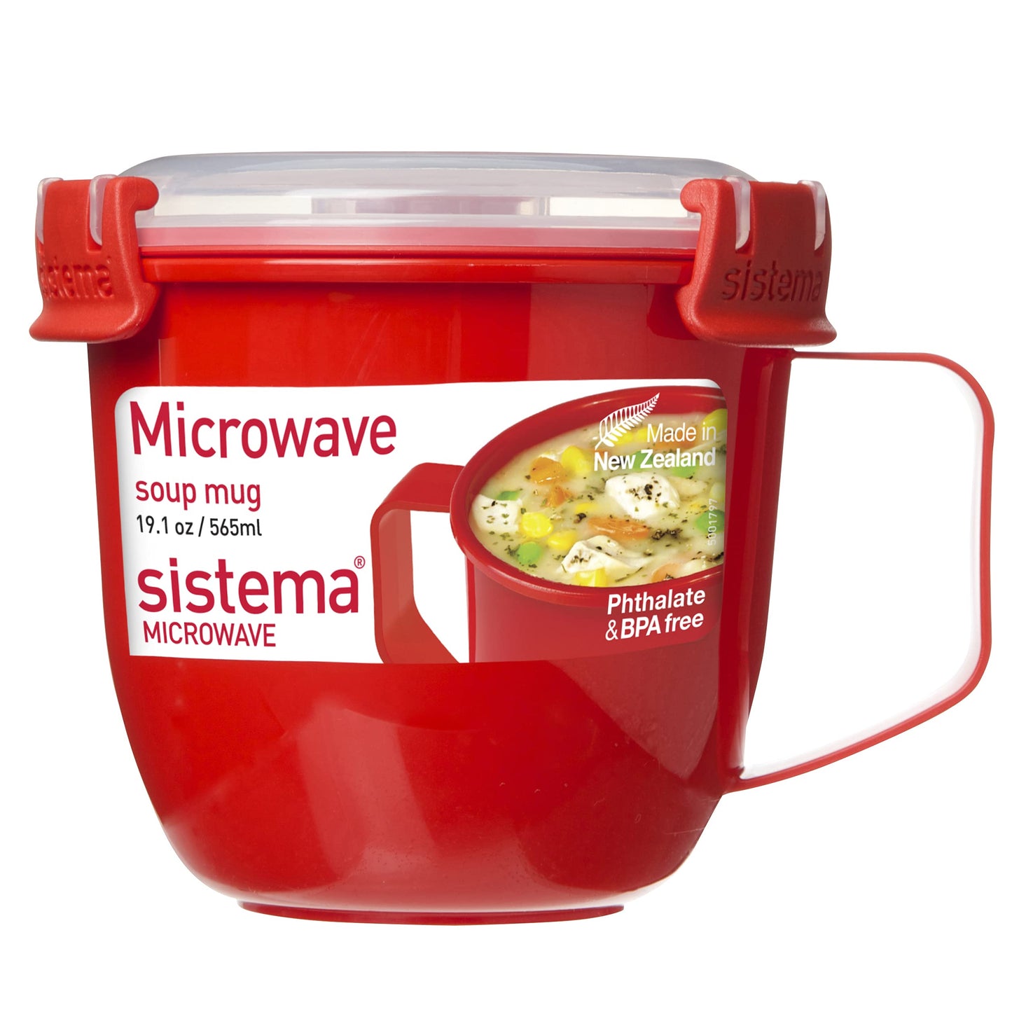 Sistema 565 ml Microwave Small Soup Mug with Steam-Release Vents - Made in New Zealand