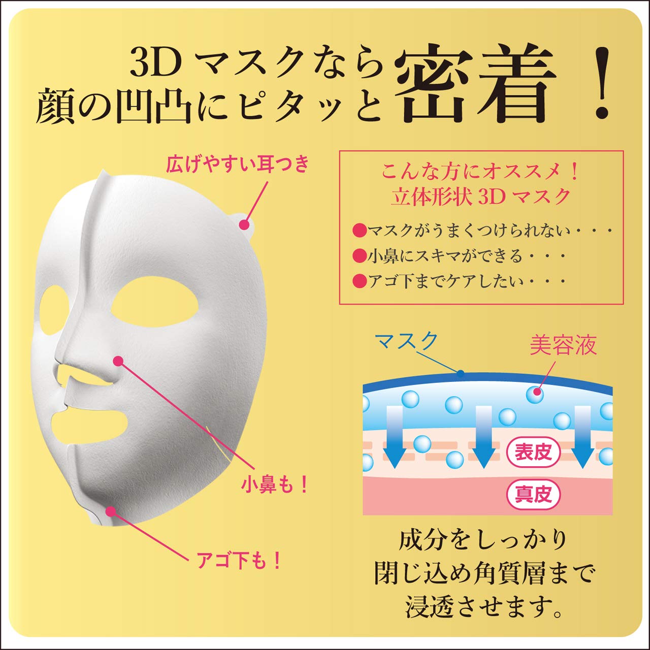 KRACIE Hadabisei Super Moisturizing 3D Facial Mask Whitening Sheets, 4 Count - Made in Japan