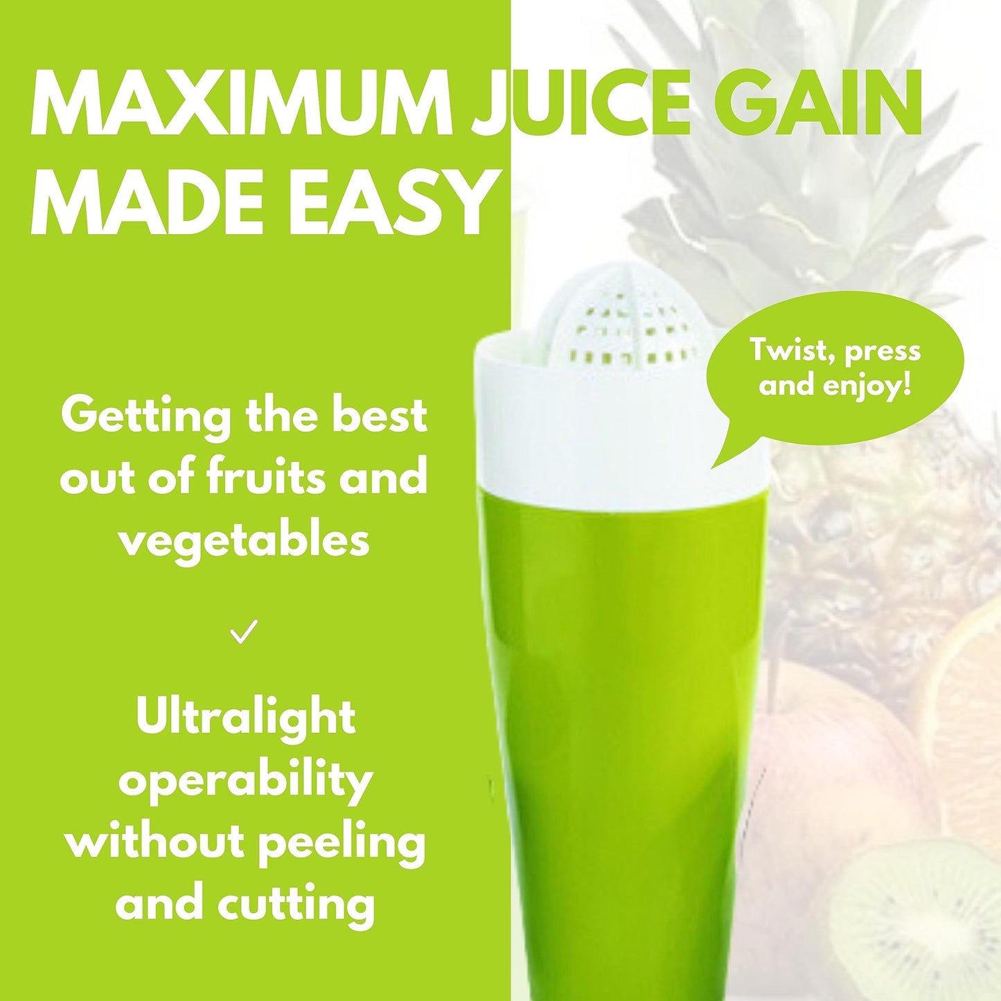 Shakin' Juicer Portable BPA-free Juice Squeezer for Vegetables & Fruit -  Made in Germany