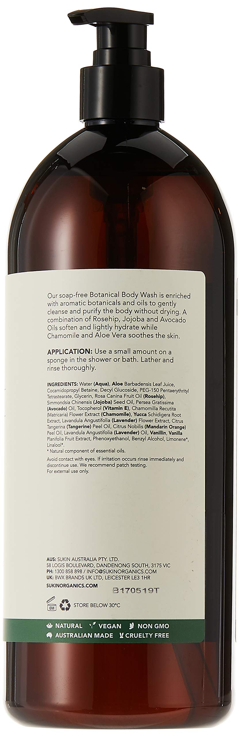 Sukin Botanical Body Wash 1 litre - Made in Australia